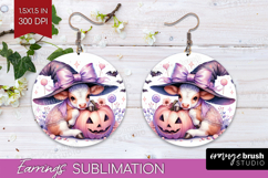 Cow Halloween Round Earrings Coquette PNG Sublimation Product Image 1