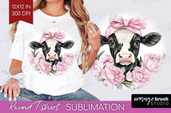 Cow Flowers Round Tshirt Background Cute Farm PNG Product Image 1