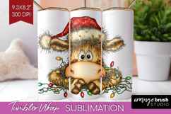 Cow Tangled In Christmas Lights Tumbler Wrap Funny Xmas PNG Product Image 1