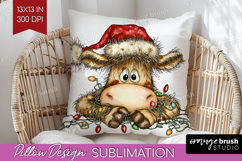 Cow Tangled In Christmas Lights Pillow Sublimation Funny Product Image 1