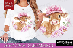 Cow Flowers Round Tshirt Background Cute Farm PNG Product Image 1