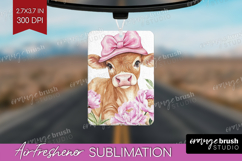 Cow Flowers Air Freshener PNG Cute Farm PNG Sublimation Product Image 1