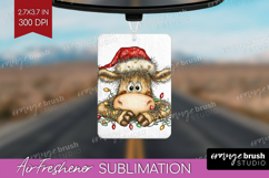 Cow Tangled In Christmas Lights Air Freshener PNG Funny Xmas Product Image 1