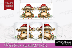 Cow Tangled In Christmas Lights Mug Wrap Funny Xmas Mug PNG Product Image 1