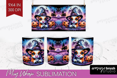 Cow Halloween Mug Wrap Cute Animal Mug PNG Sublimation Product Image 1