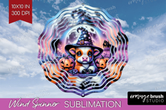 Cow Halloween Wind Spinner Sublimation PNG Cute Animal Round Product Image 1