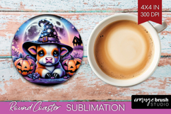 Cow Halloween Round Coaster Cute Animal Coaster PNG Product Image 1
