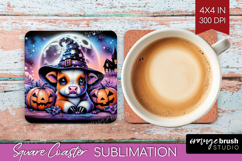 Cow Halloween Square Coaster Cute Animal Coaster PNG Product Image 1