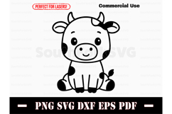 Cute Baby Dairy Cow Doodle Design SVG PNG DXF EPS PDF Product Image 1