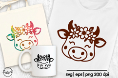 Cute cow svg, Animal flower svg, Kids svg Product Image 1