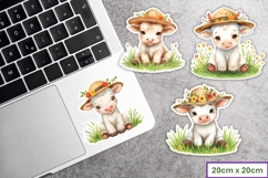 Cute Easter Bonnet Cow Stickers at Chuckleberry Farm PNG Product Image 3