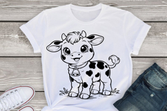 Cow svg png, Cute baby cow character, farm life svg, Cute ha Product Image 3