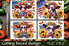 Cutting board design with the American flag of the USA. cow Product Image 1