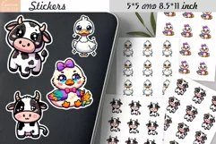 Cute Cow and Goose Sticker|Animal Printable Sticker Product Image 1