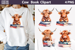 Highland Cow Clipart PNG | Book Lover Sublimation Product Image 1