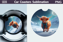 Highland Cow Car Coaster | Christmas Round Coaster Product Image 1