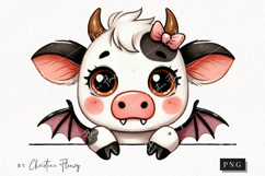 Cute Halloween Cow Peeking | Halloween PNG Product Image 1