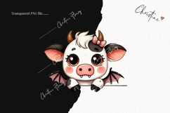Cute Halloween Cow Peeking | Halloween PNG Product Image 2