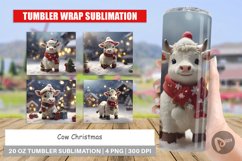 Tumbler Sublimation Wrap Cow Christmas Product Image 1