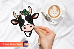 Christmas Cow Sticker, Cute Farm Animal Christmas Sticker Product Image 1