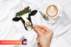 Christmas Cow Sticker, Cute Farm Animal Christmas Sticker Product Image 1