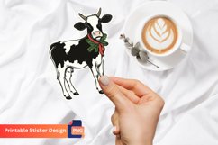 Christmas Cow Sticker, Cute Farm Animal Christmas Sticker Product Image 1