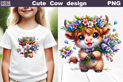 Highland Cow Wildflowers | Baby Cow Floral Sublimation Product Image 1