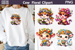 Wildflower Cow Clipart | Cute Farm Sublimation Product Image 1