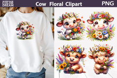 Wildflower Cow Clipart | Cute Farm Sublimation Product Image 1