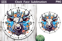 Cow Floral Clock Face | Farm Animal Clock Design Product Image 1
