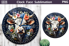 Cow Floral Clock Face | Farm Animal Clock Design Product Image 1