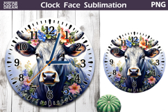 Cow Floral Clock Face | Farm Animal Clock Design Product Image 1