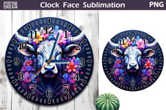 Cow Floral Clock Face | Farm Animal Clock Design Product Image 1