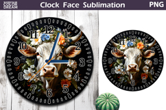 Cow Floral Clock Face | Farm Animal Clock Design Product Image 1