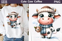 Cute Cow Coffee Clipart | Animal Coffee Sublimation Product Image 1