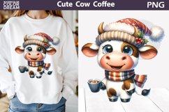 Cute Cow Coffee Clipart | Animal Coffee Sublimation Product Image 1