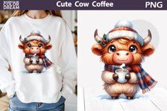 Cute Cow Coffee Clipart | Animal Coffee Sublimation Product Image 1