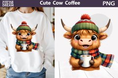 Cute Cow Coffee Clipart | Animal Coffee Sublimation Product Image 1