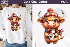 Cute Cow Coffee Clipart | Animal Coffee Sublimation Product Image 1