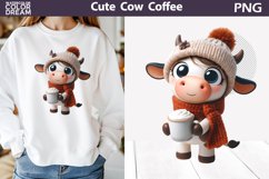 Cute Cow Coffee Clipart | Animal Coffee Sublimation Product Image 1