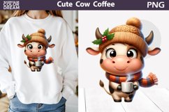 Cute Cow Coffee Clipart | Animal Coffee Sublimation Product Image 1