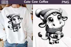Cute Cow Coffee Clipart | Animal Coffee Sublimation Product Image 1