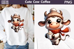 Cute Cow Coffee Clipart | Animal Coffee Sublimation Product Image 1