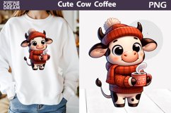 Cute Cow Coffee Clipart | Animal Coffee Sublimation Product Image 1
