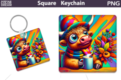 Fall Square Keychain | Funny Cow Coffee Sublimation Product Image 1
