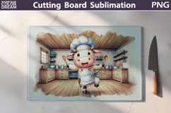 Cute Chef Cow Kitchen | Cutting Board Sublimation Product Image 1