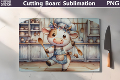 Cute Chef Cow Kitchen | Cutting Board Sublimation Product Image 1