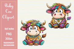 Baby Cow PNG Clipart | 2 Sublimation designs Product Image 1