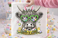 Highland Cow Easter PNG, Bunny Easter PNG, Happy Easter PNG Product Image 2