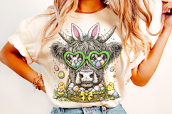 Highland Cow Easter PNG, Bunny Easter PNG, Happy Easter PNG Product Image 4